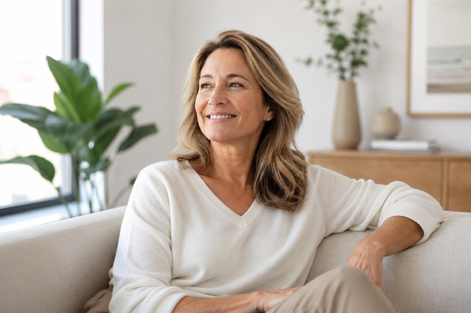 Woman enjoying a quiet morning with a cup of tea